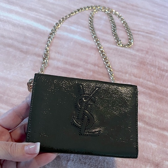 Yves Saint Laurent Handbags - YSL 100% authentic green patent leather  small wallet coin purse envelope style